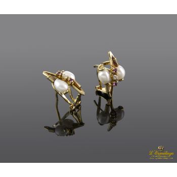 PENDIENTES<BR>PENDIENTES EN ORO AMARILLO CON PERLAS ... · ref.: LI