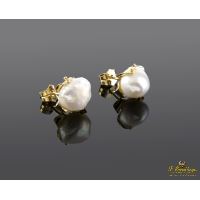 PENDIENTES<BR>PENDIENTES EN ORO AMARILLO Y PERLAS BA...