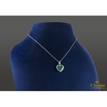 COLLARES<BR>COLLAR EN ORO BLANCO CON ESMERALDA Y D... · ref.: PRESENTA CERTIFICADO...