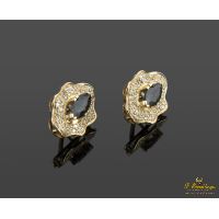 PENDIENTES<BR>PENDEINTES EN ORO AMARILLO CON ZAFIROS...