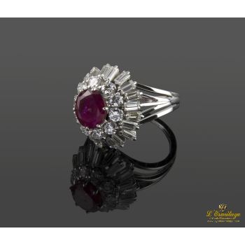 ANILLOS / SORTIJAS<BR>ANILLO ORO BLANCO RUBÍ BAGUETTES Y DIA... · ref.: (NAMX)