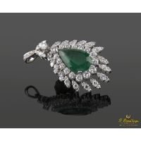 COLGANTES<BR>COLGANTE ORO BLANCO ESMERALDA Y DIAMAN...