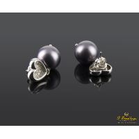 Pendientes oro blanco perla y diamantes