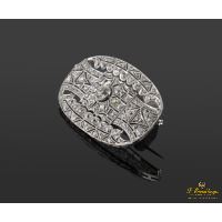 Broche-alfiler antiguo oro blanco y diamantes.