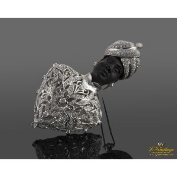 BROCHES / ALFILERES<BR>BROCHE EN ORO BLANCO ESTILO NARDI. · ref.: (AXMX)