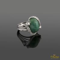 Sortija oro blanco jade y diamantes 