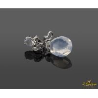 Pendientes colgantes oro blanco piedra semipreciosa blanca y diamantes