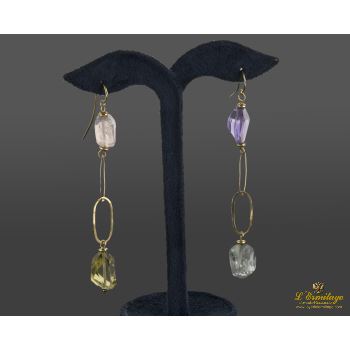 PENDIENTES<BR>PENDIENTES COLGANTES ORO AMARILLO Y PI... · ref.: (IM)