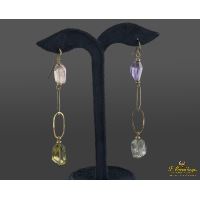 PENDIENTES<BR>PENDIENTES COLGANTES ORO AMARILLO Y PI...