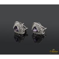 Pendientes oro blanco amatista y diamantes