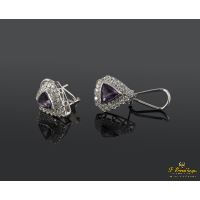 Pendientes oro blanco amatista y diamantes