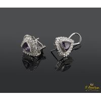 Pendientes oro blanco amatista y diamantes