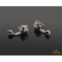 Pendientes colgantes oro blanco zafiros y diamantes.