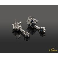 Pendientes colgantes oro blanco zafiros y diamantes.