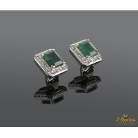 Pendientes oro blanco esmeralda y diamantes