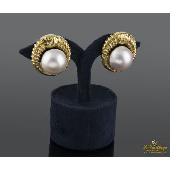 PENDIENTES<BR>PENDIENTES EN ORO AMARILLO Y PERLAS. D... · ref.: (OMX)