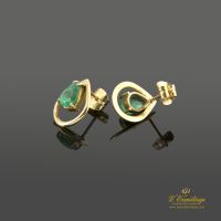 Pendientes oro amarillo y esmeraldas.