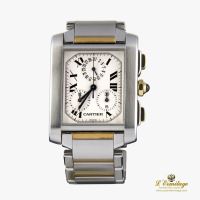 CARTIER<BR>TANK FRANCES CHRONO ACERO Y ORO CABALL...