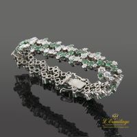 Pulsera platino esmeraldas y diamantes