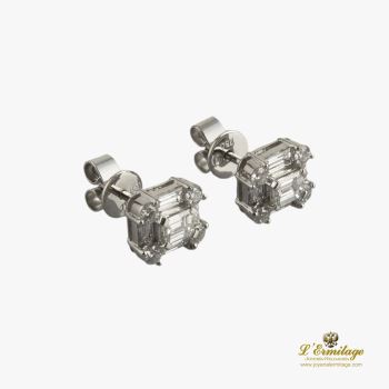 PENDIENTES<BR>PENDIENTES ORO BLANCO Y DIAMANTES. · ref.: (IMX)