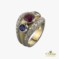 ANILLOS / SORTIJAS<BR>SORTIJA ORO AMARILLO ORO BLANCO RUBÍ Z...