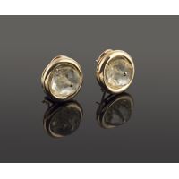 Pendientes oro amarillo cristal de roca