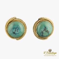 Pendientes oro amarillo y turquesas