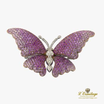 BROCHES / ALFILERES<BR>BROCHE-ALFILER MARIPOSA ORO BLANCO Y R... · ref.: (NMLM)