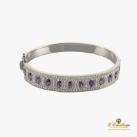 Pulsera rígida oro blanco amatistas y diamantes