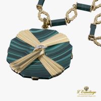 COLLARES<BR>COLLAR LARGO ORO AMARILLO Y MALAQUITA