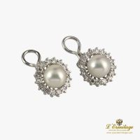 PENDIENTES<BR>PENDIENTES ORO BLANCO PERLA Y ORLA DE ...