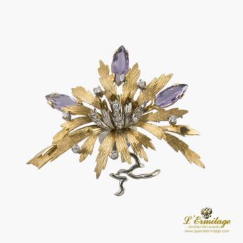 BROCHES / ALFILERES<BR>BROCHE-ALFILER  FLOR ORO AMARILLO ORO ... · ref.: (OMX)