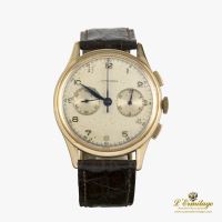 LONGINES<BR>VINTAGE CHRONOGRAPH ORO AMARILLO CUERD...