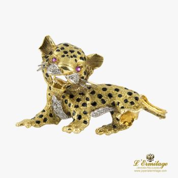 BROCHES / ALFILERES<BR>BROCHE-ALFILER LEOPARDO ORO AMARILLO Y... · ref.: (NXIM)