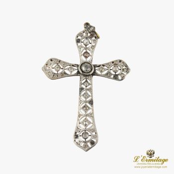 CRUCES<BR>CRUZ ANTIGUA ORO BLANCO Y DIAMANTES TA... · ref.: (RMX)