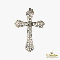 CRUCES<BR>CRUZ ANTIGUA ORO BLANCO Y DIAMANTES TA...