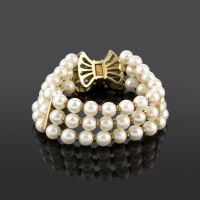 Pulsera perlas con broche de diamantes