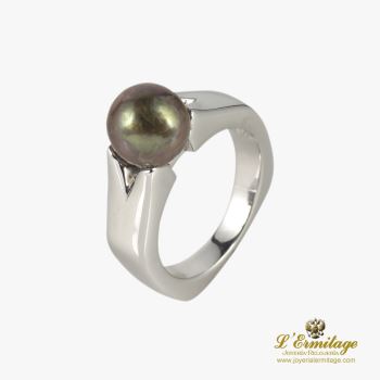 ANILLOS / SORTIJAS<BR>SORTIJA ORO BLANCO 14K CON PERLA. · ref.: (NRS)