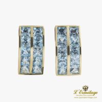 PENDIENTES<BR>PENDIENTES ORO AMARILLO CON PIEDRAS AZ...