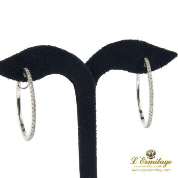 PENDIENTES<BR>PENDIENTES AROS ORO BLANCO Y DIAMANTES · ref.: (NMXM)