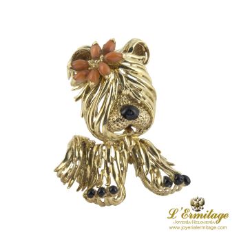 BROCHES / ALFILERES<BR>BROCHE-ALFILER PERRO ORO AMARILLO  · ref.: (EMX)