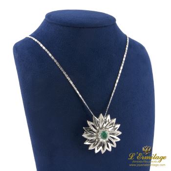 COLLARES<BR>GARGANTILLA ORO BLANCO ESMERALDA Y DIA... · ref.: (AMXM)