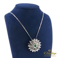 COLLARES<BR>GARGANTILLA ORO BLANCO ESMERALDA Y DIA...