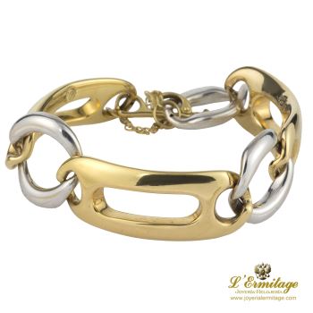 PULSERAS<BR>PULSERA ESLABONES ORO AMARILLO Y ORO B... · ref.: (SIM)