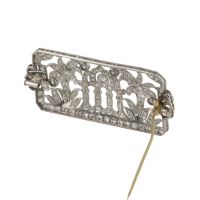 Broche-alfiler art deco oro blanco y diamantes talla antigua