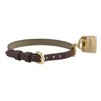 Pulsera cuero cartier con adorno de bolso en oro amarillo