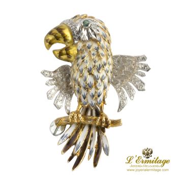 BROCHES / ALFILERES<BR>BROCHE-ALFILER LORO ORO AMARILLO ESMAL... · ref.: (AMXM)