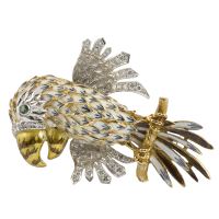 Broche-alfiler loro oro amarillo esmalte y diamantes