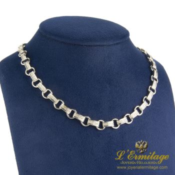 COLLARES<BR>GARGANTILLA ESLABONES ORO BLANCO Y DIA... · ref.: (AMOI)