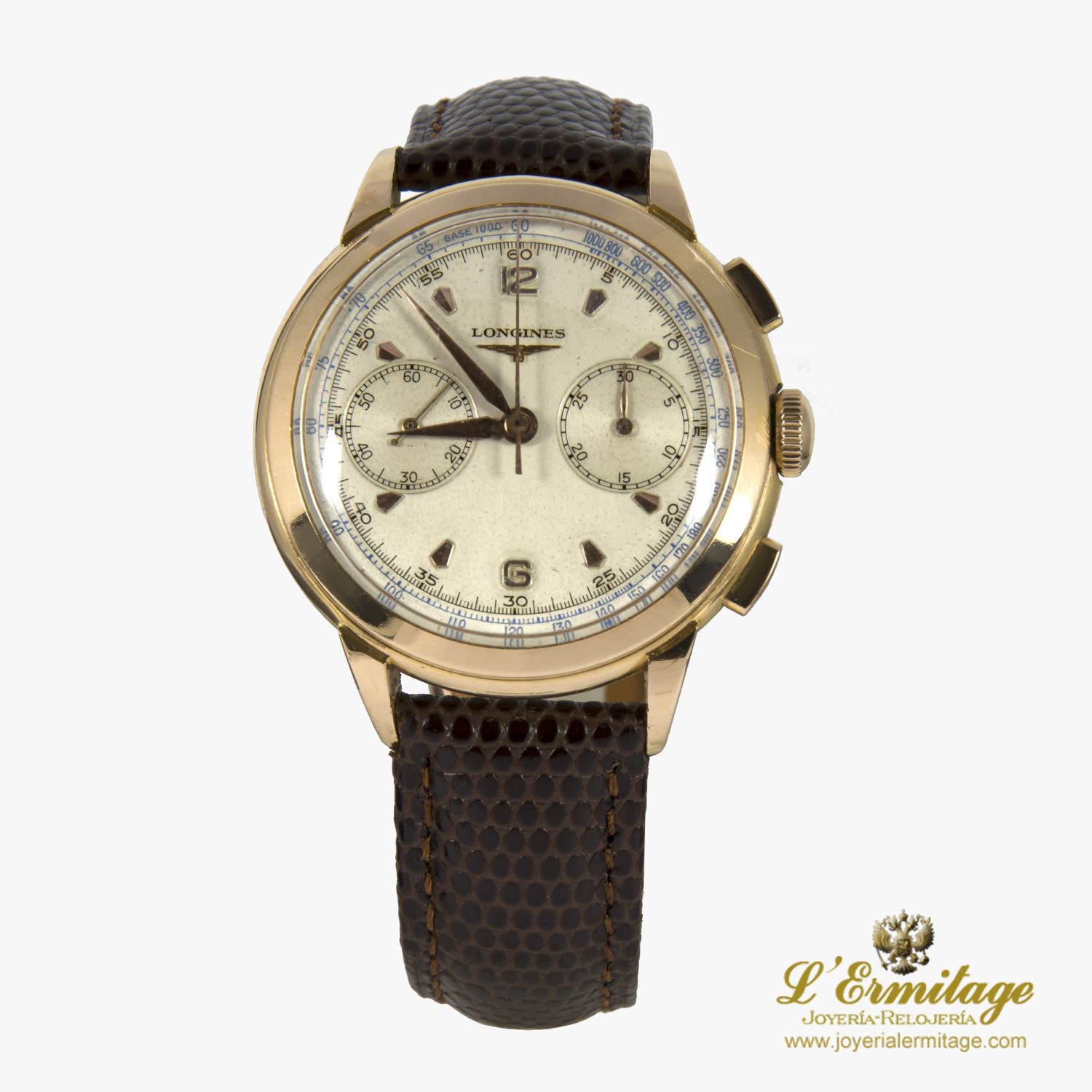 Reloj Longines Chronograph Oro Rosa Cuerda Manual Caballero 38Mm